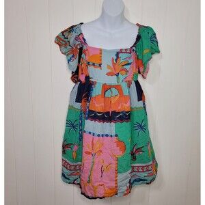 En Creme Womens Dress Size Medium Boho Floral Multicolor